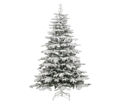 Árbol de Navidad artificial con bisagras y nieve flocada 210 cm