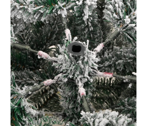 Árbol de Navidad artificial con bisagras y nieve flocada 210 cm