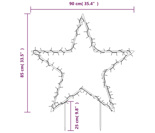 Estrella de luz decorativa Navidad con estacas 115 LED 85 cm