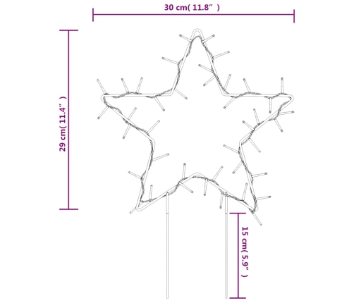 Estrella de luz decorativa Navidad con estacas 50 LED 29 cm