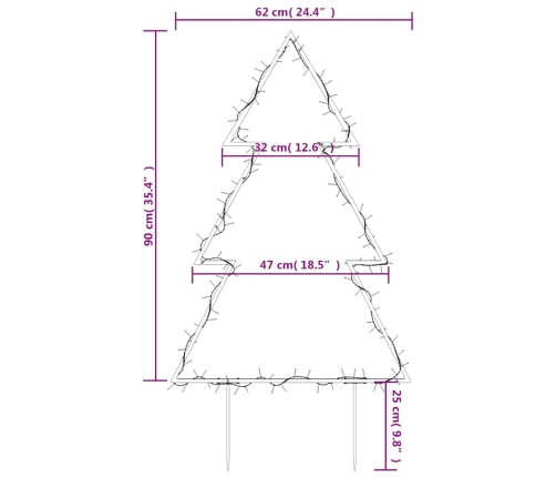 Árbol de Navidad luces decorativas con estacas 115 LED 90 cm