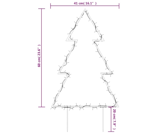 Árbol de Navidad luces decorativas con estacas 80 LED 60 cm