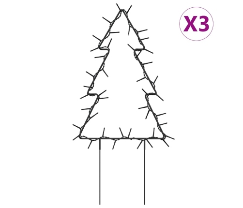 Árbol de Navidad lde uces con estacas 3 uds 50 LED 30 cm