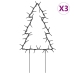 Árbol de Navidad lde uces con estacas 3 uds 50 LED 30 cm