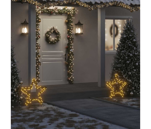 Estrella de luz decorativa Navidad con estacas 80 LED 60 cm