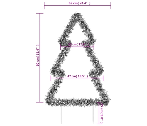 Árbol de Navidad luces decorativas con estacas 115 LED 90 cm