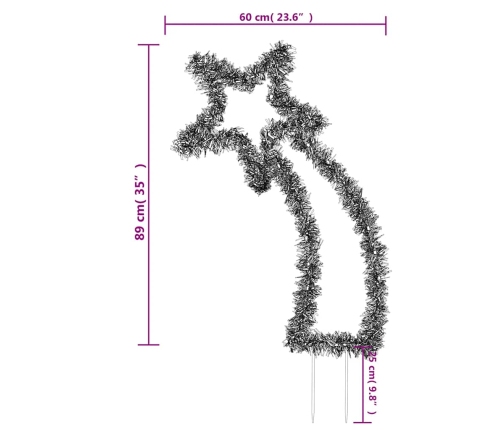 Estrella fugaz de luces Navidad con estacas 115 LED 89 cm