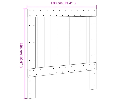 Cabecero de madera maciza de pino 100x104 cm