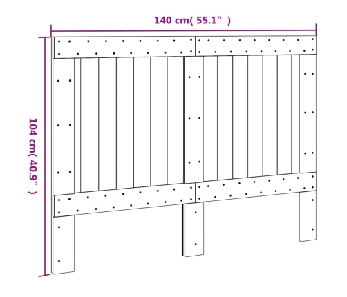 Cabecero de madera maciza de pino 140x104 cm