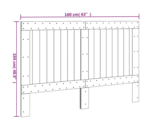 Cabecero de madera maciza de pino 160x104 cm