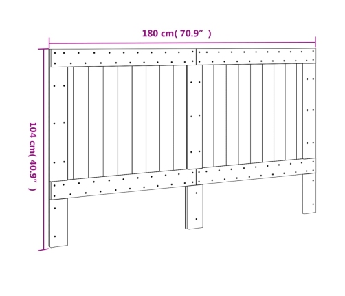 vidaXL Cabecero de madera maciza de pino 180x104 cm