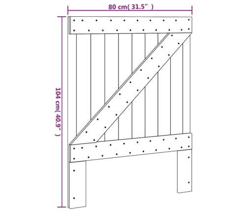 Cabecero de cama madera maciza de pino 80x104 cm