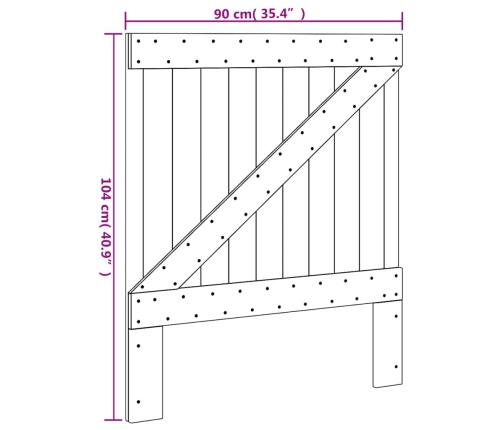 Cabecero de madera maciza de pino 90x104 cm