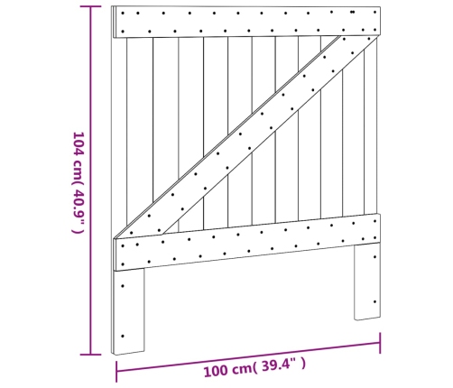 Cabecero de madera maciza de pino 100x104 cm