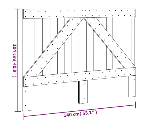 Cabecero de madera maciza de pino 140x104 cm