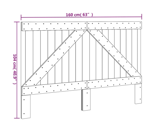 Cabecero de madera maciza de pino 160x104 cm