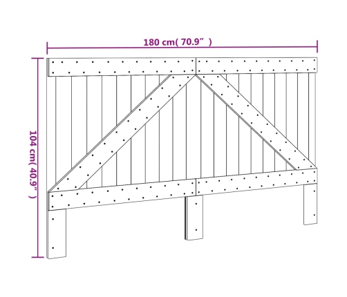 Cabecero de madera maciza de pino 180x104 cm