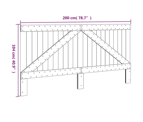 Cabecero de madera maciza de pino 200x104 cm