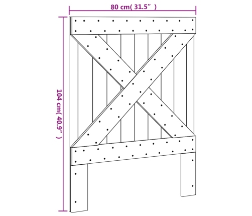 Cabecero de cama madera maciza de pino 80x104 cm