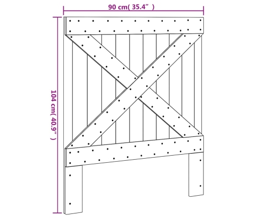 Cabecero de madera maciza de pino 90x104 cm