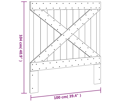 Cabecero de madera maciza de pino 100x104 cm