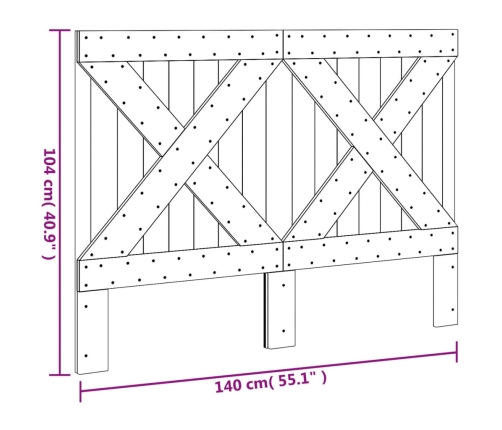 Cabecero de madera maciza de pino 140x104 cm