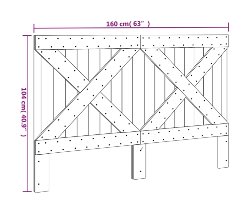 Cabecero de madera maciza de pino 160x104 cm