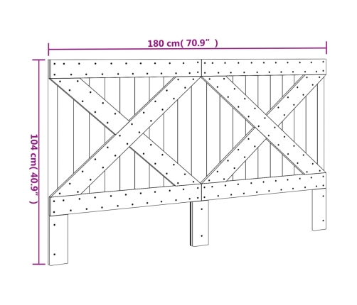 Cabecero de madera maciza de pino 180x104 cm