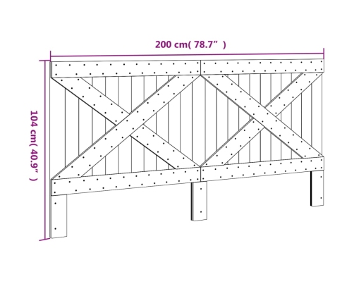 Cabecero de madera maciza de pino 200x104 cm