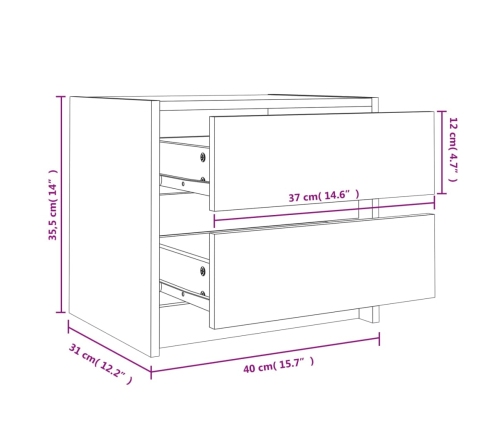 Mesitas de noche 2 uds madera maciza pino blanco 40x31x35,5 cm