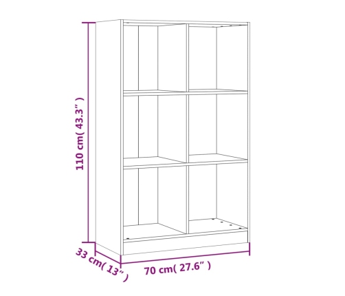 vidaXL Estantería de madera maciza de pino 70x33x110 cm