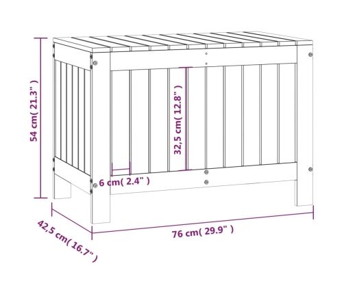 Caja de almacenaje jardín madera de pino blanco 76x42,5x54 cm