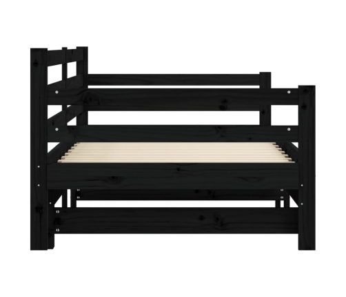 Sofá cama nido madera maciza de pino negro 90x200 cm