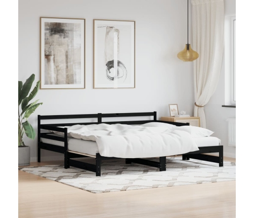 Sofá cama nido madera maciza de pino negro 90x200 cm