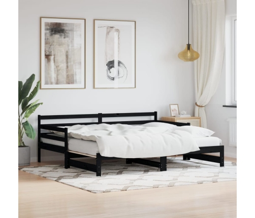 Sofá cama nido madera maciza de pino negro 90x190 cm