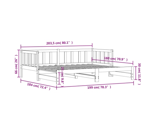 vidaXL Sofá cama nido madera maciza de pino blanco 90x200 cm