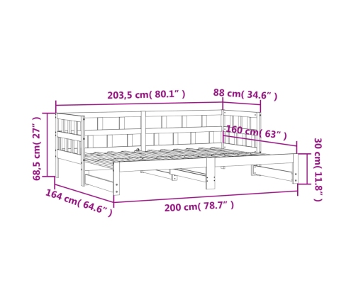 Sofá cama nido madera maciza de pino 80x200 cm