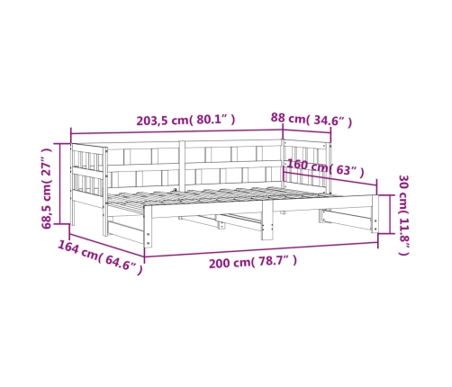 Sofá cama nido madera maciza de pino blanco 80x200 cm