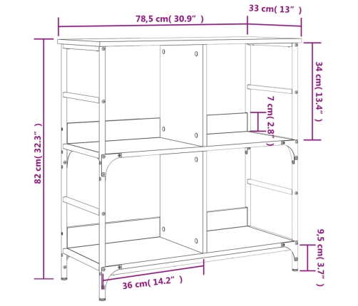 Estantería de madera de ingeniería roble ahumado 78,5x33x82 cm