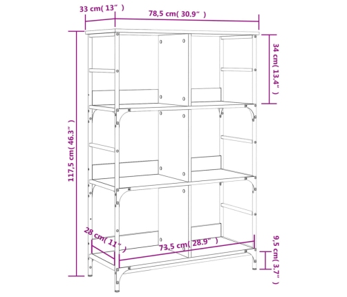 Estantería de madera ingeniería roble Sonoma 78,5x33x117,5 cm