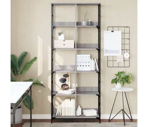 Estantería de madera de ingeniería gris Sonoma 78,5x33x188,5 cm