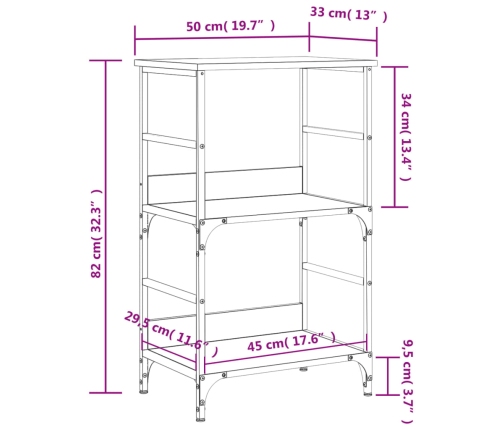 Estantería de madera de ingeniería negra 50x33x82 cm