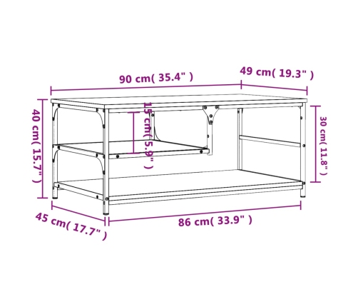 Mesa de centro madera de ingeniería negro 90x49x40 cm