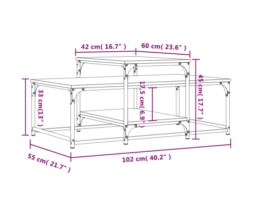 Mesa de centro madera de ingeniería negro 102x60x45 cm