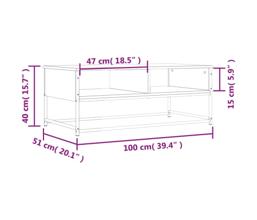 Mesa de centro madera de ingeniería roble ahumado 100x51x40 cm