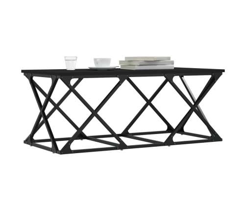 Mesa de centro de madera contrachapada negro 100x49x40 cm