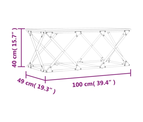 vidaXL Mesa de centro madera de ingeniería gris Sonoma 100x49x40 cm