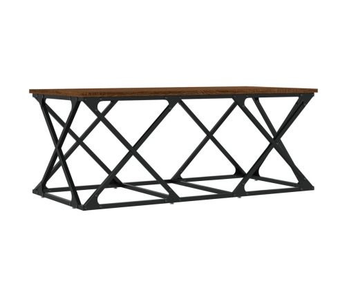 Mesa de centro madera contrachapada roble marrón 100x49x40 cm