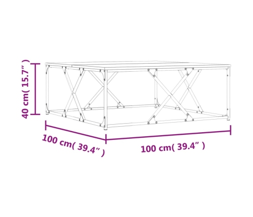 Mesa de centro madera de ingeniería roble ahumado 100x100x40 cm