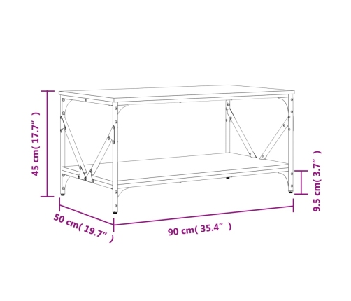 Mesa de centro madera contrachapada roble ahumado 90x50x45 cm